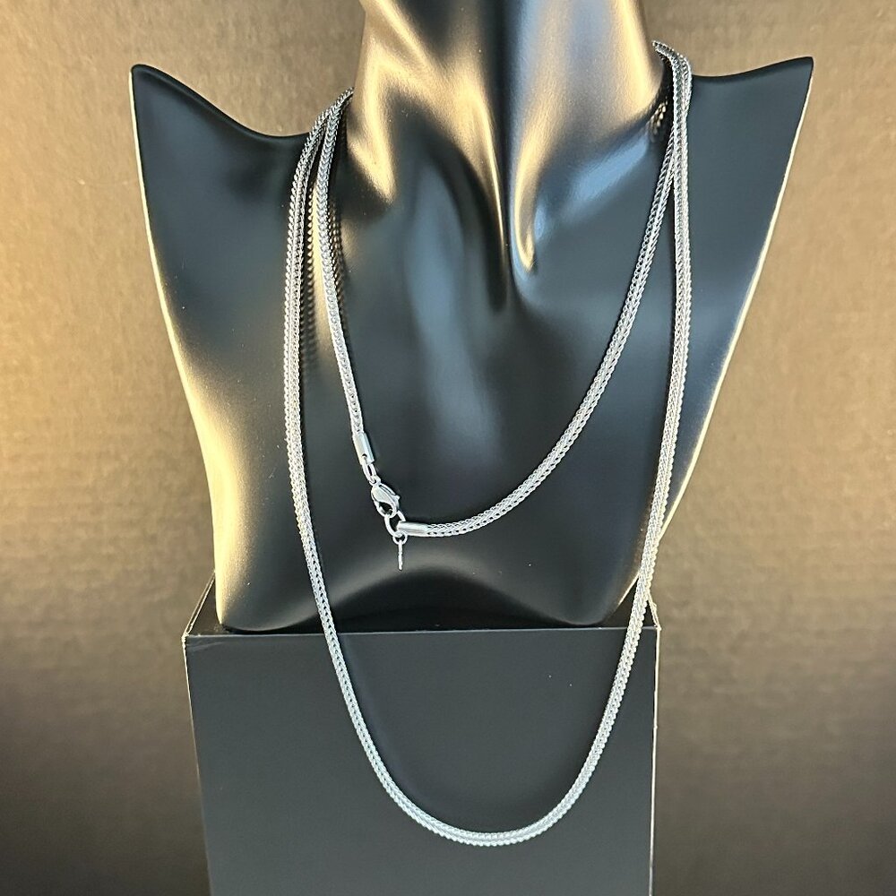 ✨ 38” GM Stainless Steel Rope Chain Necklace | Silver-Tone Long Layering Chain